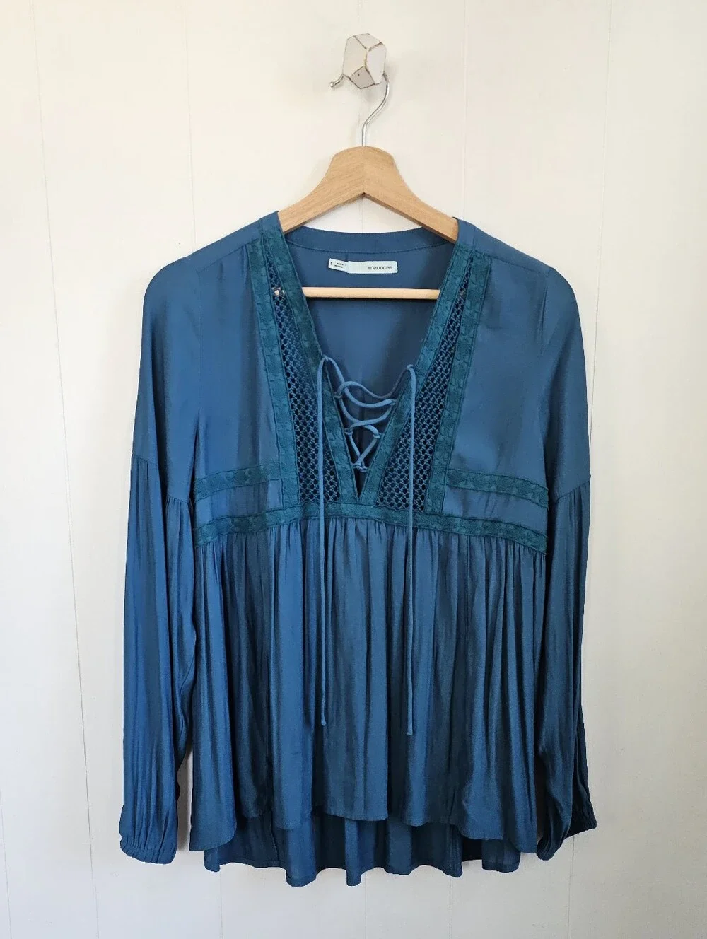 MAURICES Teal Lace-Up Tunic Top